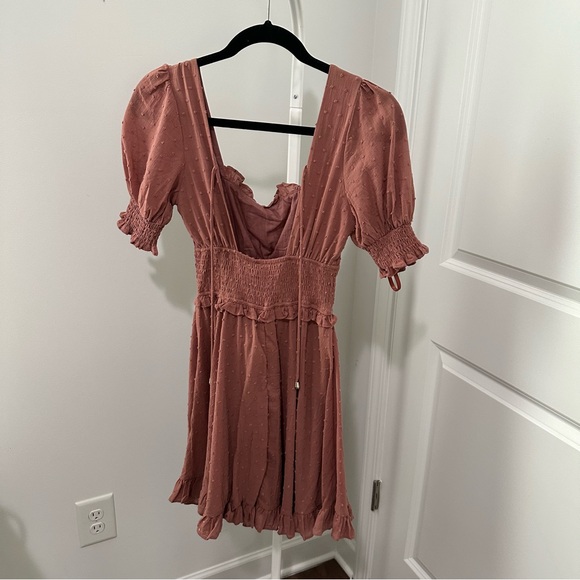 Rose Milkmaid Puff Sleeve Feminine Mini Dress - Picture 3 of 6